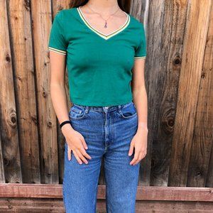 Green Retro Crop T-shirt